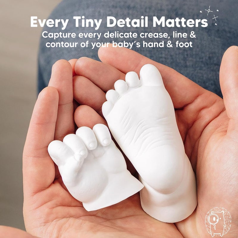 KeaBabies مجموعة صب يدين وقدمي الرضيع - مجموعة صب يد 3D للمولود الجديد وقاعدة خشبية أنيقة، قوالب أقدام سهلة الصنع للأطفال من 0-9 أشهر، أول عيد ميلاد وهدايا تذكارية للرضع (مدور، خشب رمادي) - Image 4
